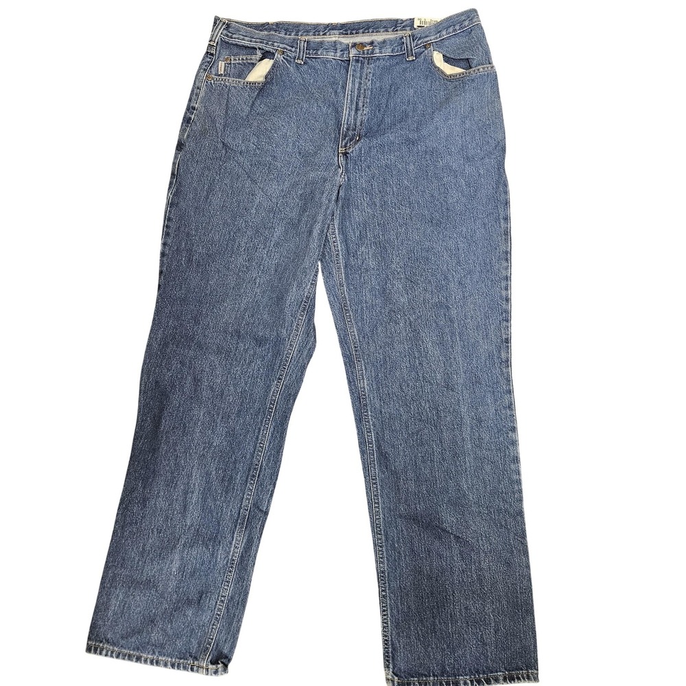 Carhartt Jeans Mens 42x34 Blue Relaxed Fit Straight Leg Denim Workwear‎ 5 Pocket